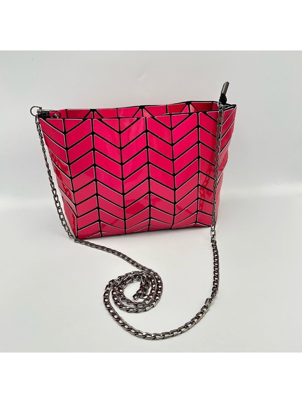 Patrizia Luca Geometric Crossbody Bag Clutch Purse Pink Shimmer